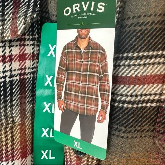 NWT Orvis Men's Plaid Flannel Shirt 100% Heavyweight Cotton XL - Picture 5 of 9